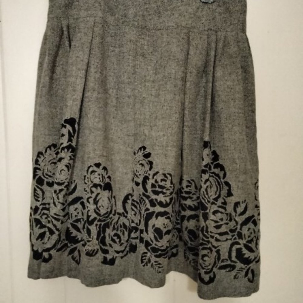 Chenault Grey Skirt  with Black Flowers